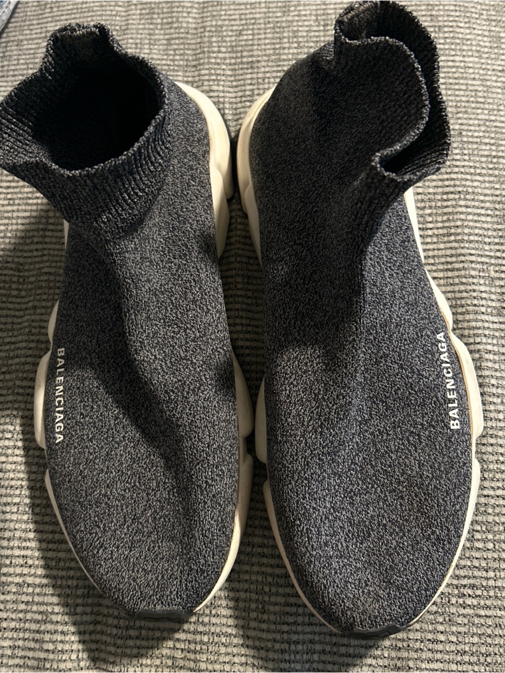 Balenciaga Charcoal Gray and White Sock Sneakers